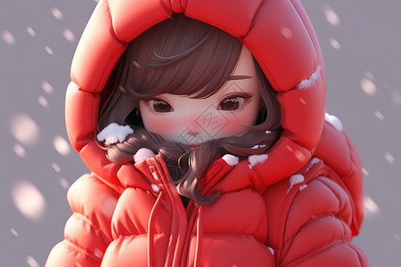 雪中的少女背景图片