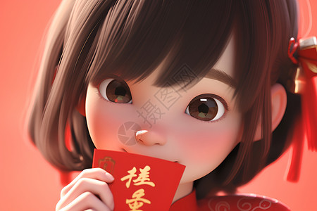 红包和刘海女孩背景图片