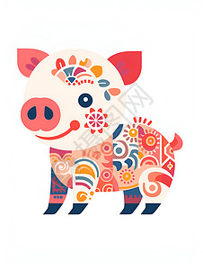 创意艺术的猪形象图标插图背景图片