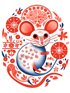 十二生肖的鼠形象图标背景图片