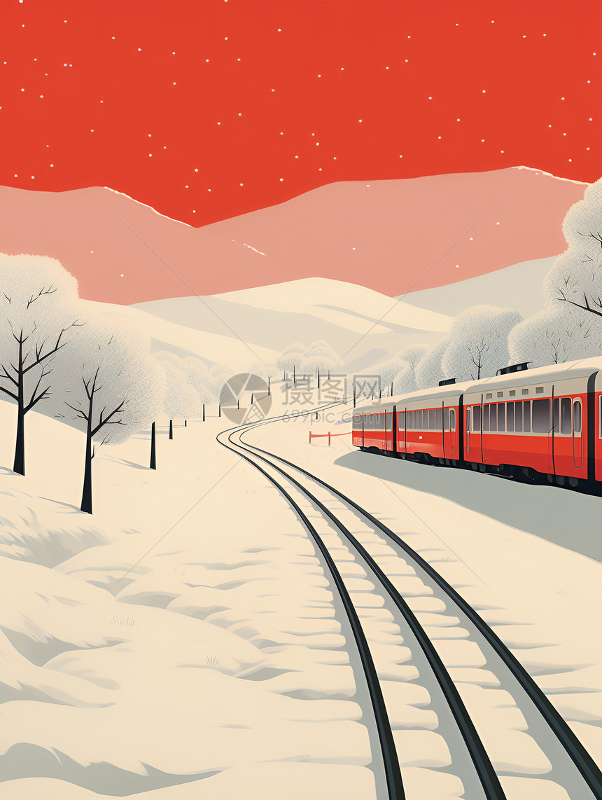 列车穿越冰雪世界图片