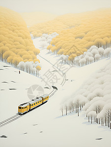 冰雪原野上的列车背景图片