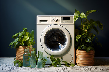 现代家居生活的洗衣机背景图片