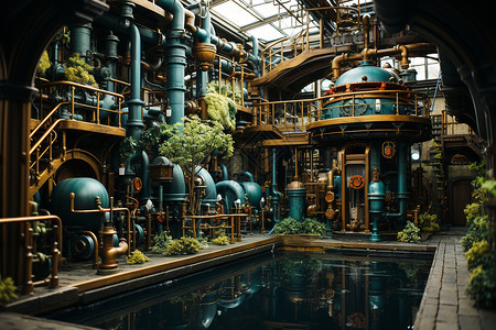 工厂里的水池背景图片