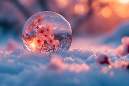 梅花夕阳斜夕阳下的水晶球设计图片