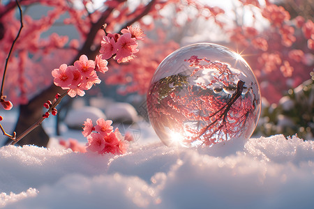 梅花花朵梦幻的水晶球设计图片