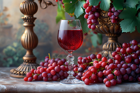 葡萄与美酒背景图片