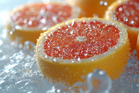 清新的柚子水滴吃柚子高清图片