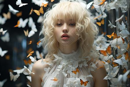 时尚魅力的蝴蝶少女背景图片