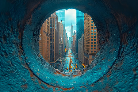 隧道外的城市建筑背景图片
