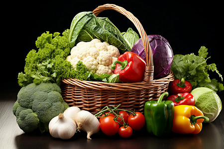 健康的蔬菜篮背景图片