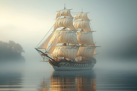 水面上漂浮的帆船背景图片