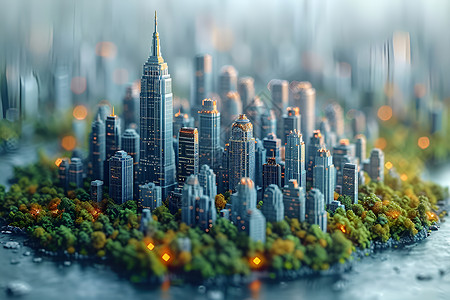 城市的高楼模型背景图片