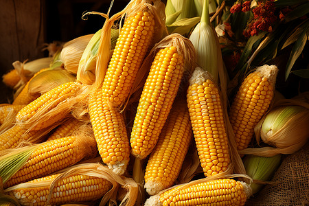 秋日收获的玉米高清图片