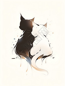 黑白猫咪背景图片