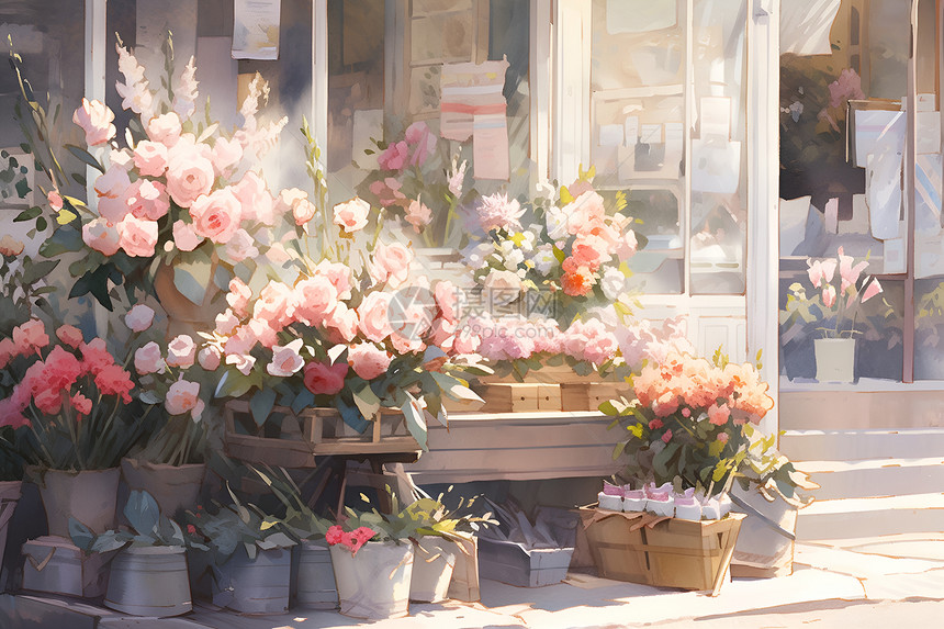花店中的玫瑰花图片