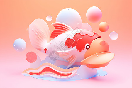 鲤鱼与梦泡泡背景图片