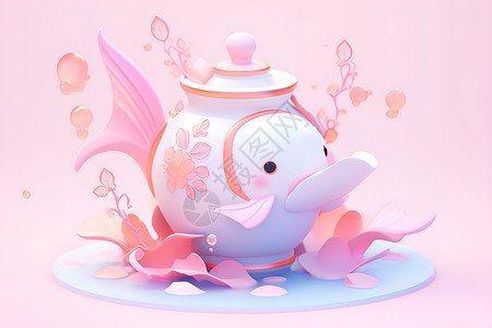 可爱茶壶鱼背景图片
