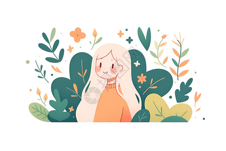花丛里的少女背景图片