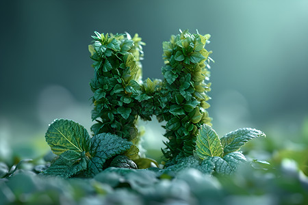 植物与自然相融的字母背景图片