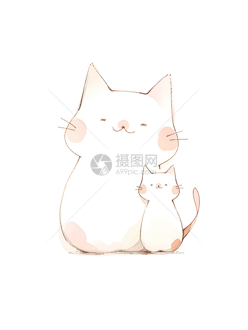 迷人的线描小猫图片