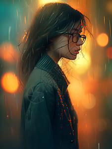 淋雨的女生雨滴淋雨高清图片