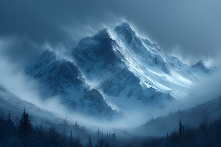 静谧的雪山背景图片