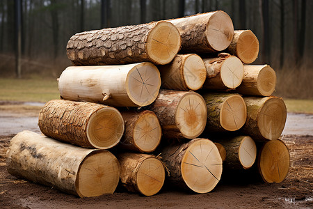 乡村砍伐的木桩背景图片