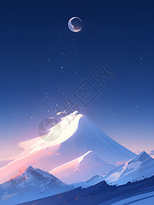 月光下的雪山背景图片