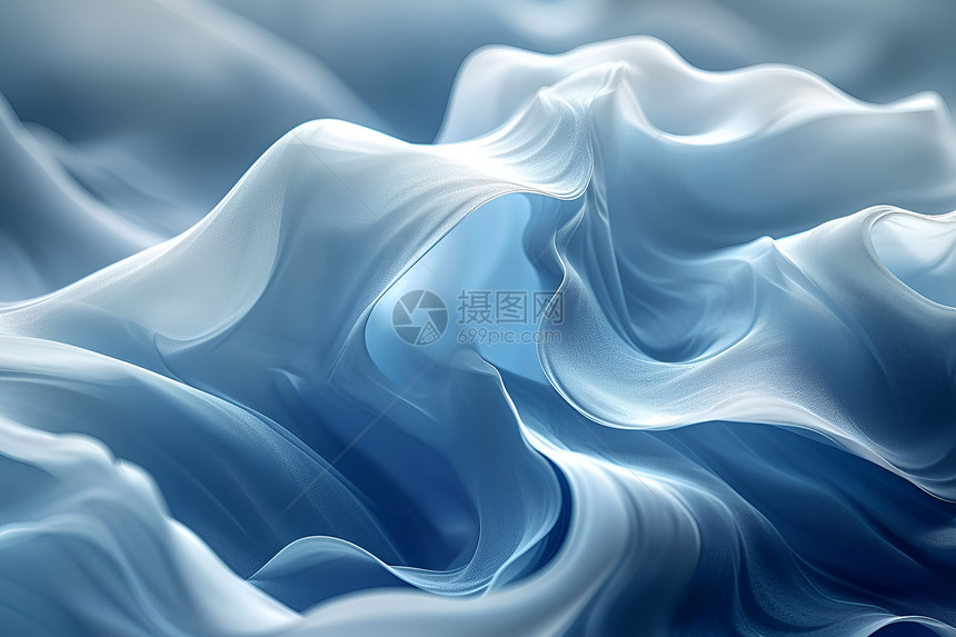 抽象蓝白波浪图片