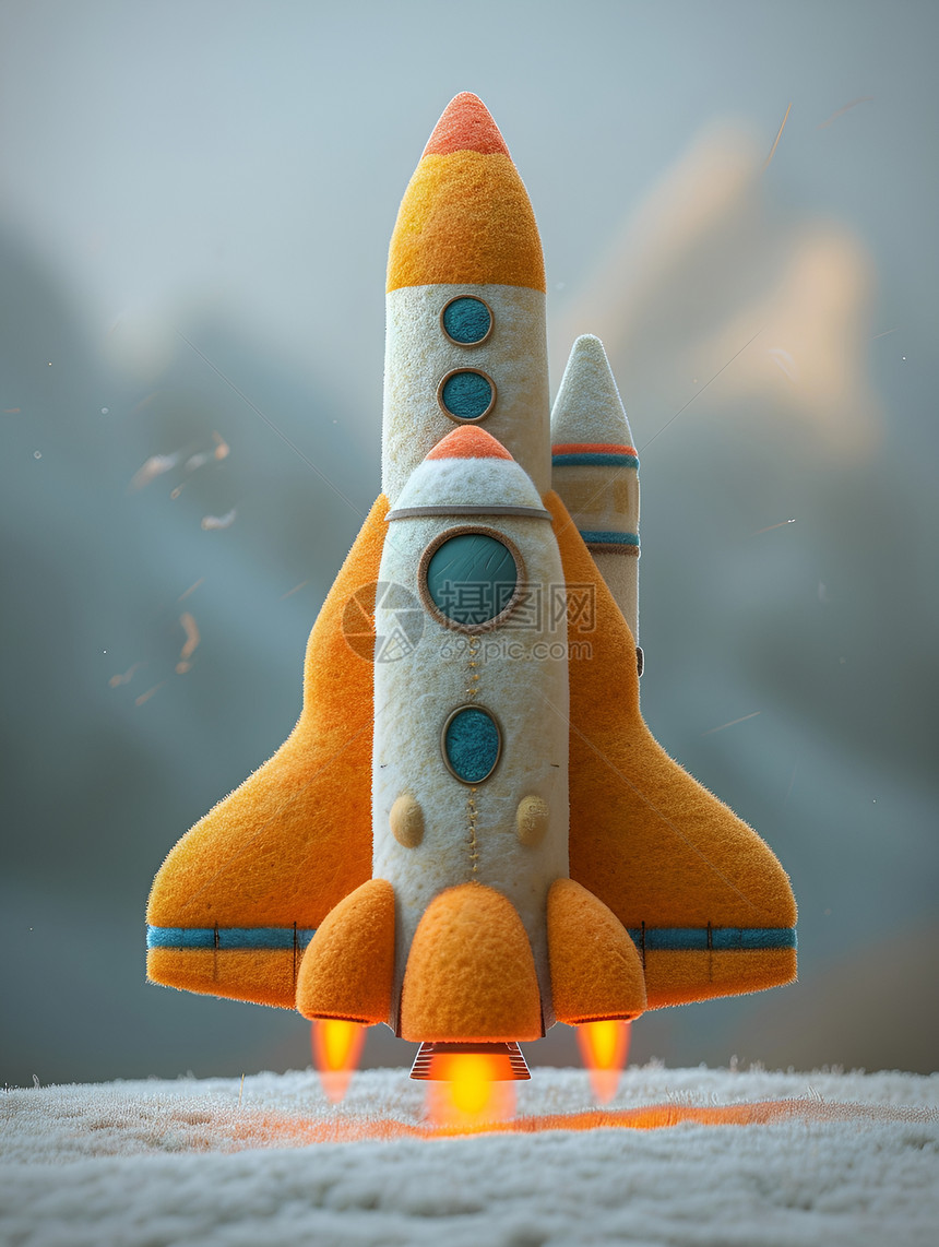 小巧的火箭毛毡玩具图片