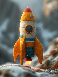 手工毛毡火箭背景图片