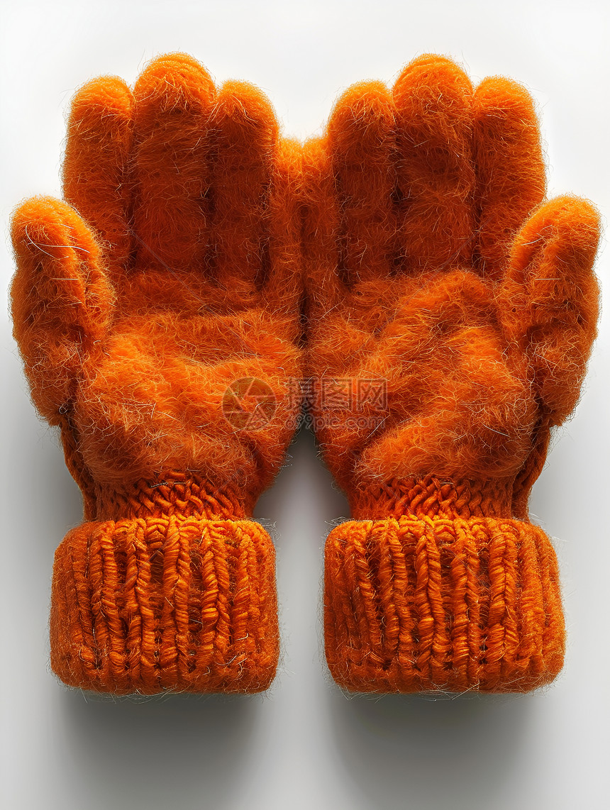橙色毡绒手套图片