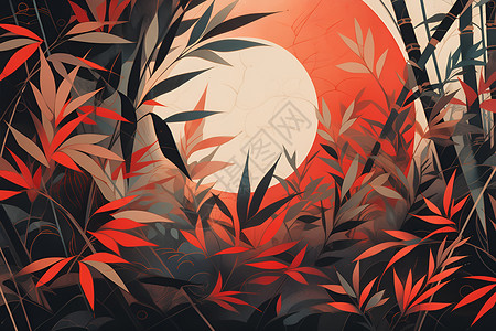 设计的红叶竹林背景图片