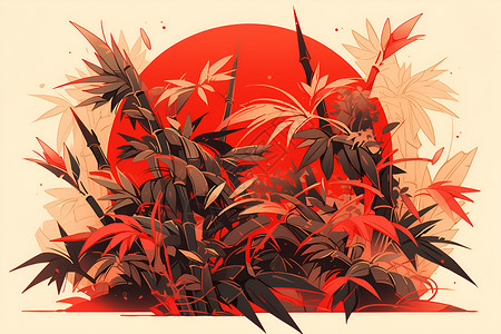 描绘的竹子插画背景图片
