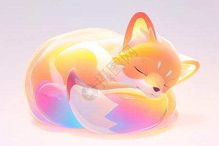 彩虹梦幻中的小狐狸背景图片