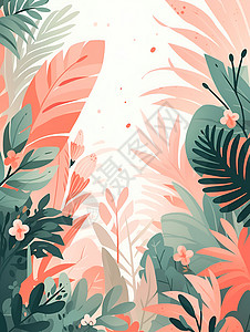热带植物绘画背景图片