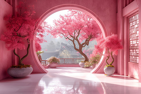 楼阁的花中国古式阁楼建筑设计图片