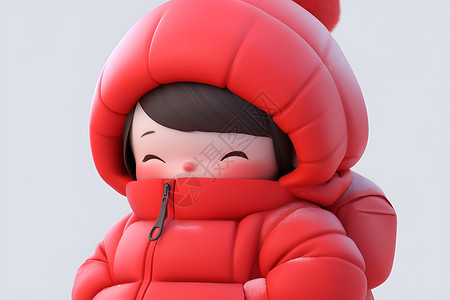 红衣少女与雪地相伴背景图片
