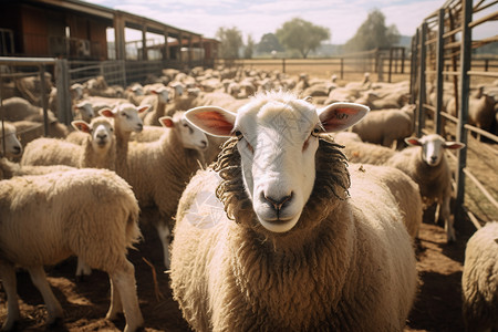 养殖场的羊群高清图片