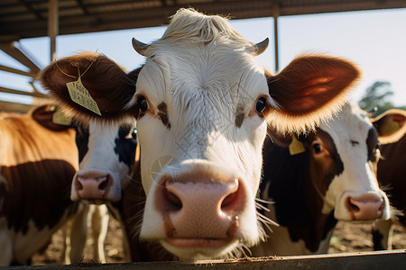 牧场里的奶牛群背景图片