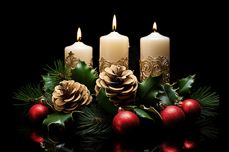 圣诞季的蜡烛背景图片
