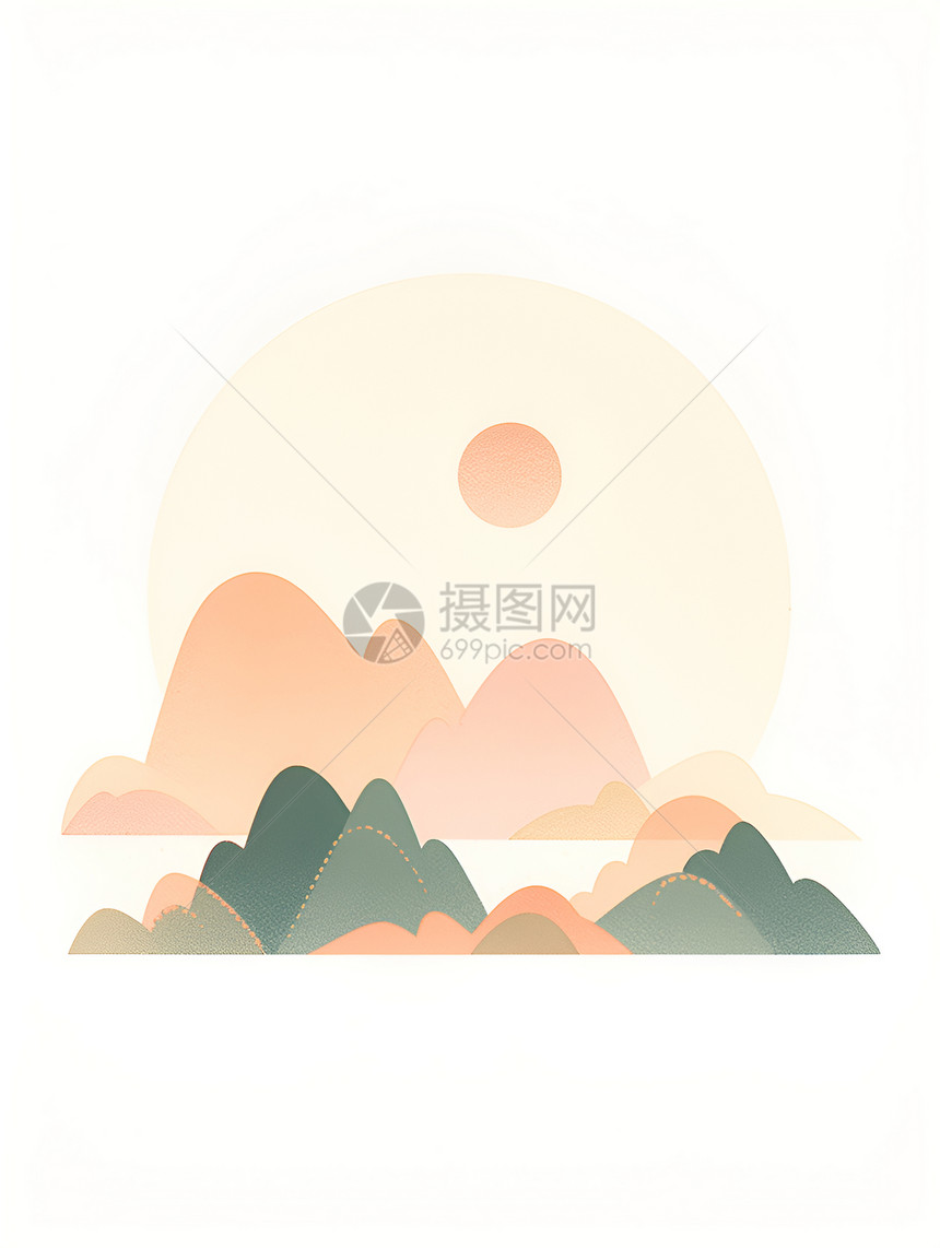 夕阳下的山丘图片