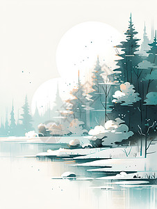 森林的冬日背景图片