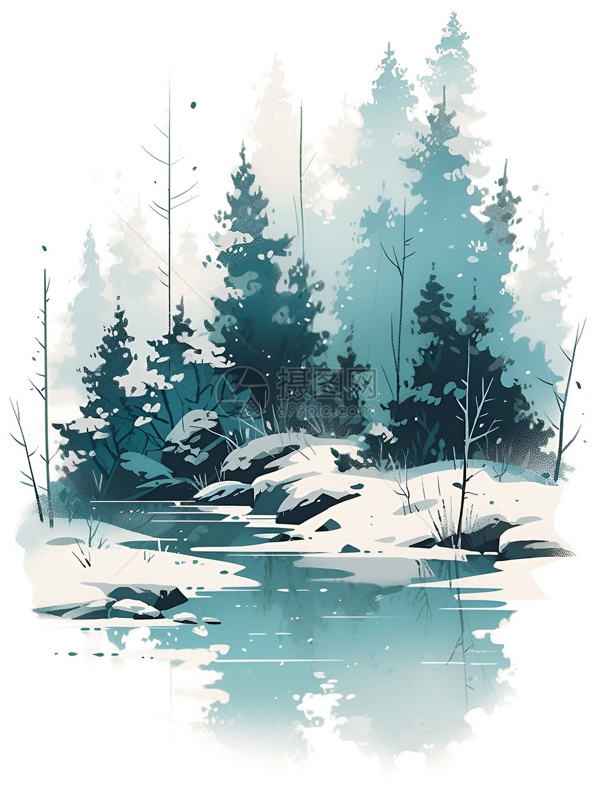 冬日白雪森林图片