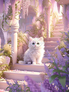小猫在花园背景图片