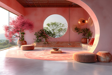 阁楼建筑粉色建筑设计图片
