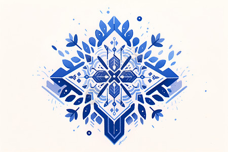 蓝色花纹插画冰雪的蓝色图腾插画