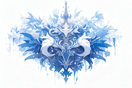 蓝色花纹装饰美丽的冰雪花纹插画