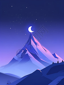 星星下的雪山山峰背景图片